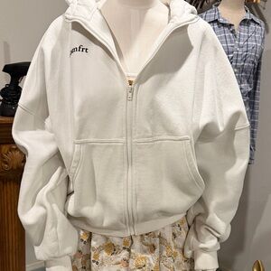 Comfrt white Zip-Up oversized hoodie size Small